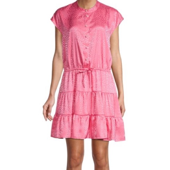 Rebecca Minkoff Ollie Leopard Tiered Dress Size Small Pink - Picture 1 of 6